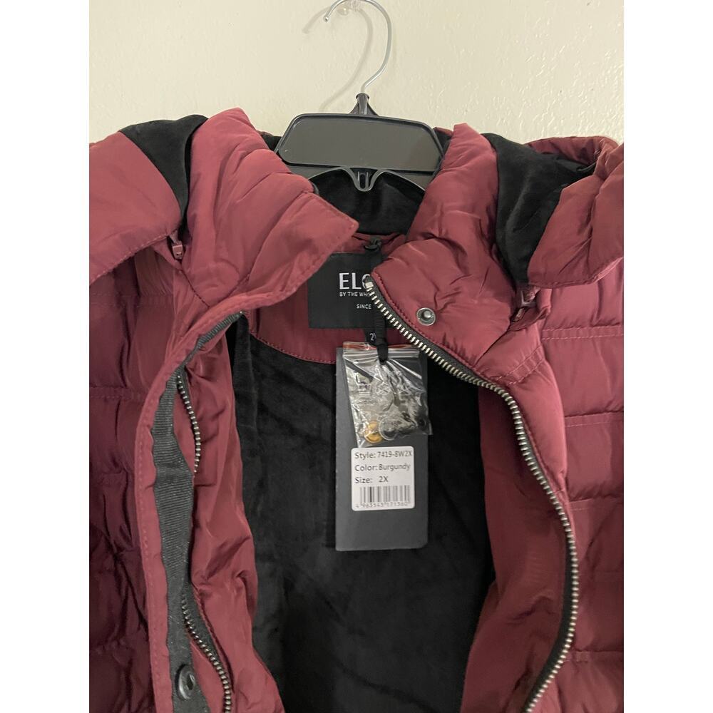 ELORA Women's Burgundy Puffer Coat 2X - Picture 9 of 11
